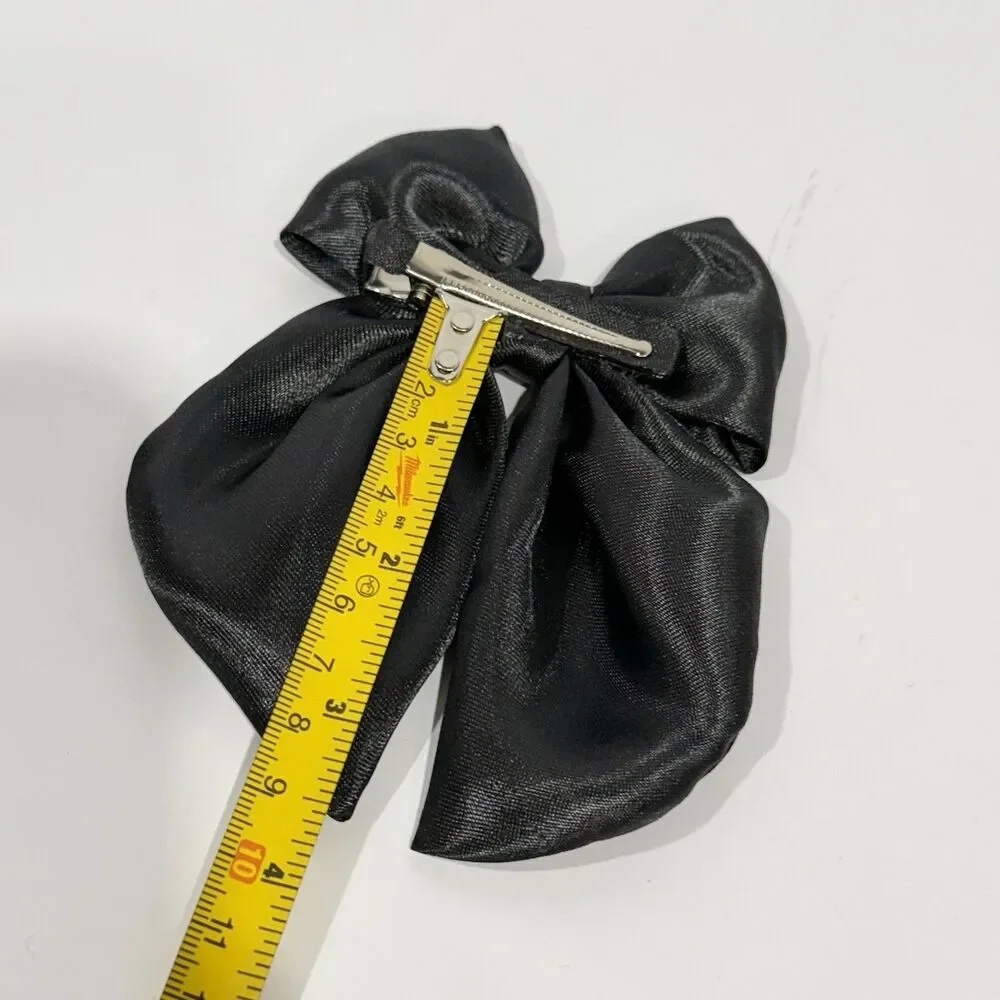 New Coquette black Satin hair bow for women and girls